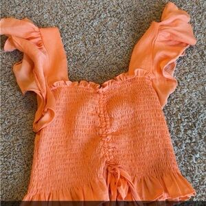 Orange Ruffled Kids One Piece